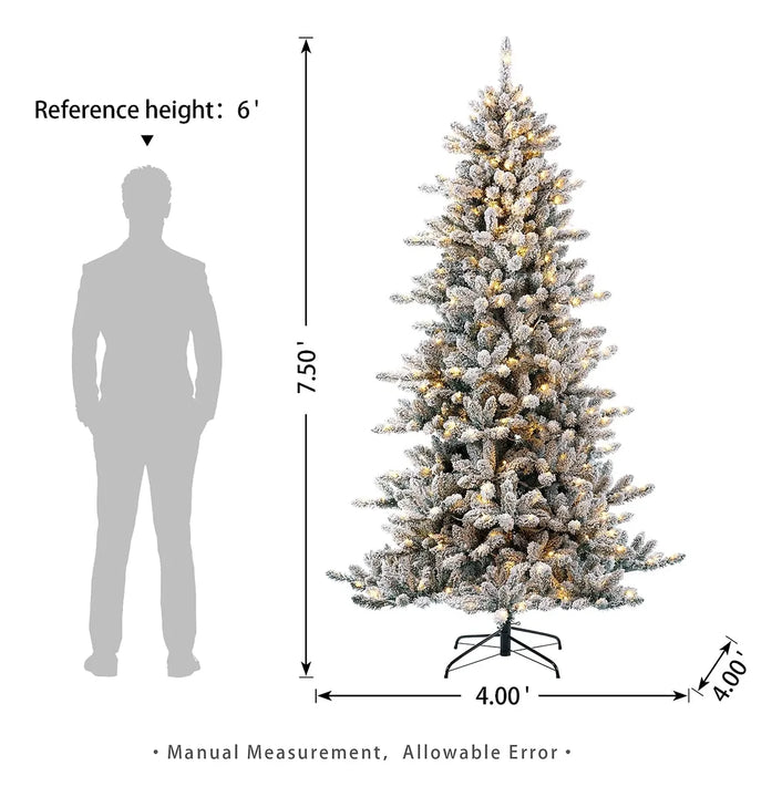 Glitzhome Arbol De Navidad Artificial De Abeto Flocado De Ni