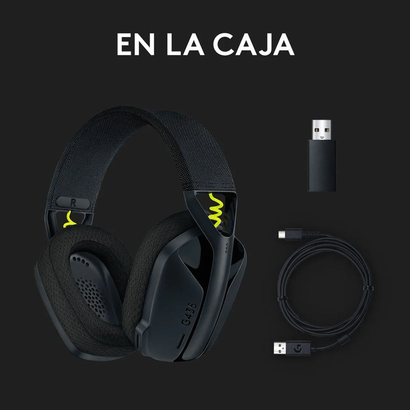 Auriculares Gamer G435 Logitech G Wireless Gaming Headset Color Negro/Amarillo fluorescente