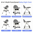 Silla Alta Plegable 6 En 1 Para Bebé Con Ruedas Ajustable