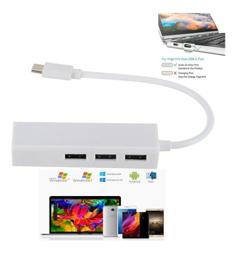 Adaptador De Usb Tipo C A A Rj45 Base 100+ 3 Puertos Usb 2.0