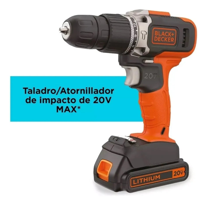 Taladro Percutor 3/8'' 20v Black+decker Bcd704c1-b3 Naranja