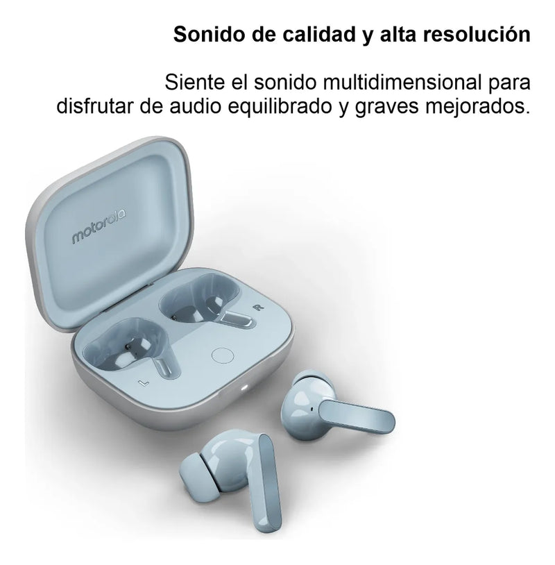 Motorola Moto Buds, Auriculares Bt 5.3 Anc Hi-res Audio, Lbl Celeste