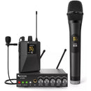 Sistema de micrófono UHF con doble cable Fifine K036, color negro