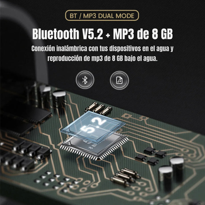 Audifonos Conduccion Osea Bluetooth Microfono Natacion Ipx8 Negro