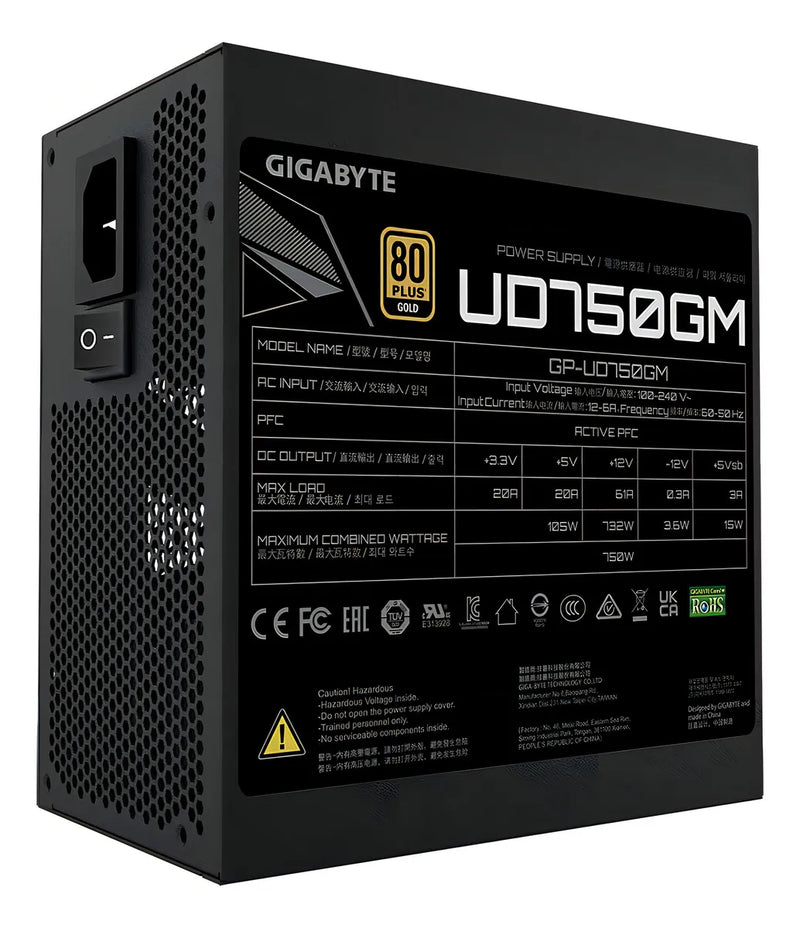 Fuente de poder para PC Gigabyte Gp-Ud750gm 750W negra