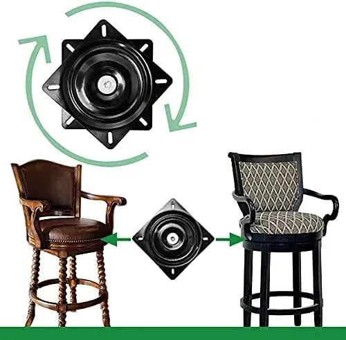Base Giratoria Silla Riel Soporte Tv 6 X 6 Negro 15x15 Cms