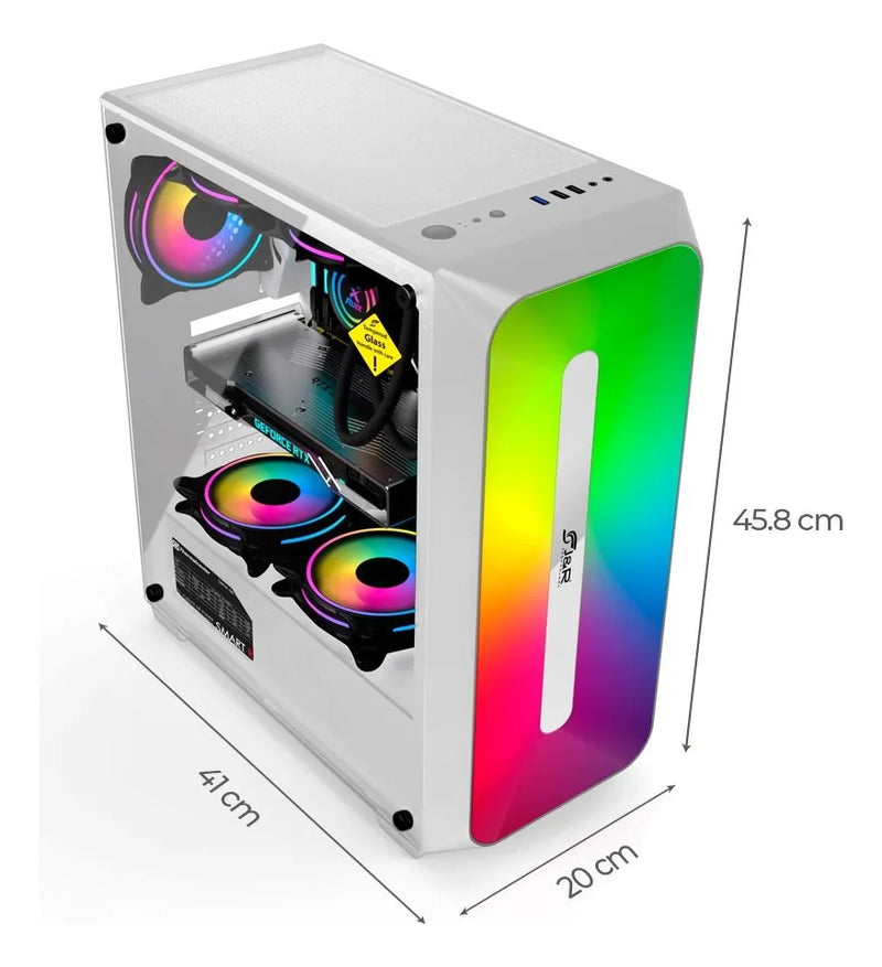 Chasis Gamer J&r Jx118 Zero Pro Blanco Rgb 3 Cooler