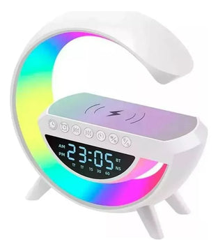 Lampara Parlante Con Bt Cargador Inalámbrico Y Reloj