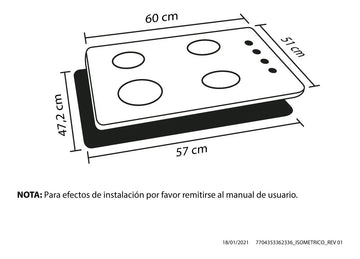 Estufa De Empotrar Esmaltada 60x50 Cm Gas Natural Haceb Color Negro