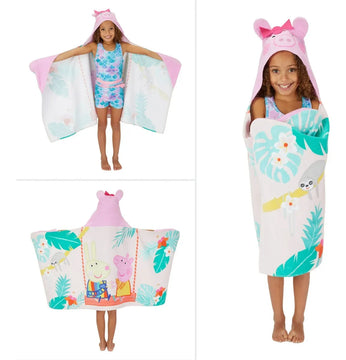 Toalla Con Capucha Pepa Pig Niños Baño Playa Piscina Rosa