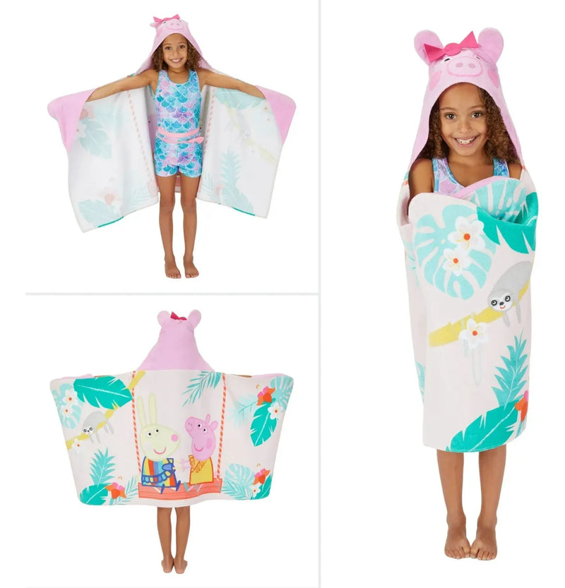 Toalla Con Capucha Pepa Pig Niños Baño Playa Piscina Rosa