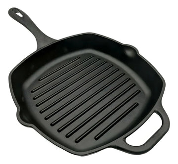 Sartén De Hierro Cuadrada Tipo Grill Con Mango 25x25cm Curado