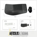 Combo Teclado Y Mouse Ergonomicos Inalambrico Weibo Wb-218 Mouse Negro Teclado Negro