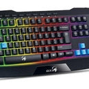 Teclado Genius QWERTY Membrana español color negro con luz de 7 colores