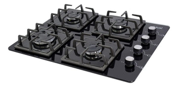 Estufa De Empotrar Vidrio Templado 60x45cm Gas Natural 6309 Color Negro