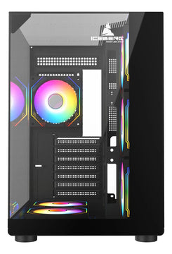 Chasis Gamer Iceberg Crystal Cube S Black Atx 6 Fans Argb Negro
