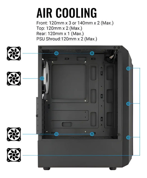Gabinete Chasis Gamer Aerocool Bionic Fan Y Tira Rgb Vidrio Color Blanco