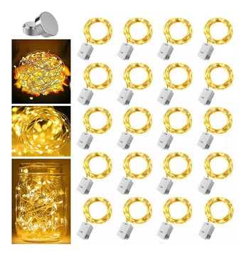 20pzs Cadena De Luces Hadas Con Pilas 2m 20 Luces Led Luces Blanco Cálido
