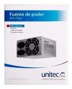 Fuente Poder Computador Torre Atx 750w Nominales Unitec