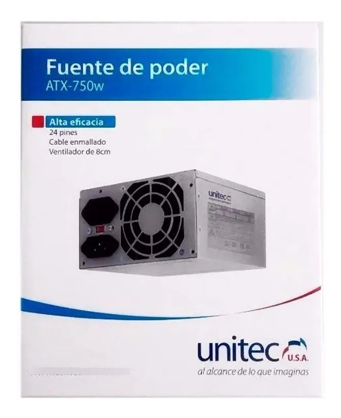 Fuente Poder Computador Torre Atx 750w Nominales Unitec