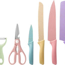 Juego De Cuchillos Set X6 Piezas Colores Pastel + Estuche Pateles