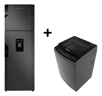 Nevera No Frost 317 Litros + Lavadora Automatica 13 Kg Gris