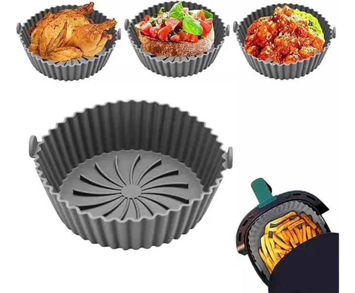 Canastilla Silicona Olla Freidora Air Fryer Reutilizable Blanco