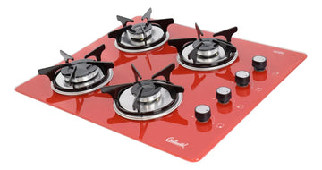 Estufa De Empotrar Vidrio Templado 62x52cm Gas Natural 6545 Rojo