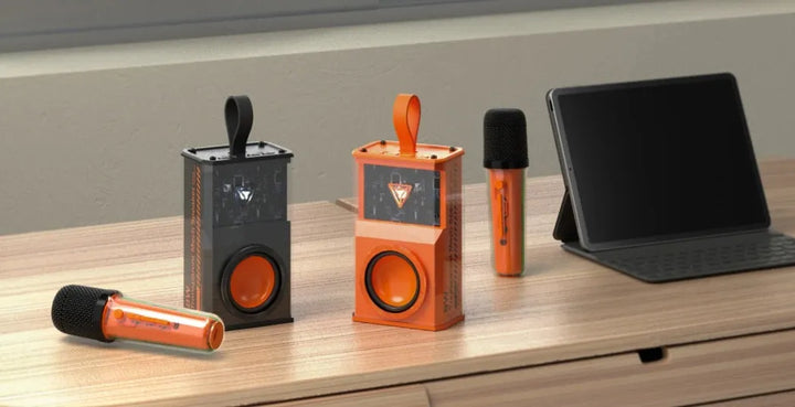 Mini Parlante Y Micrófono Karaoke Inalámbrico Megáfono Bt Color Celeste