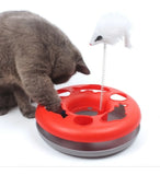 Plato Interactivo Con Señuelo Para Gato Gris Rojo