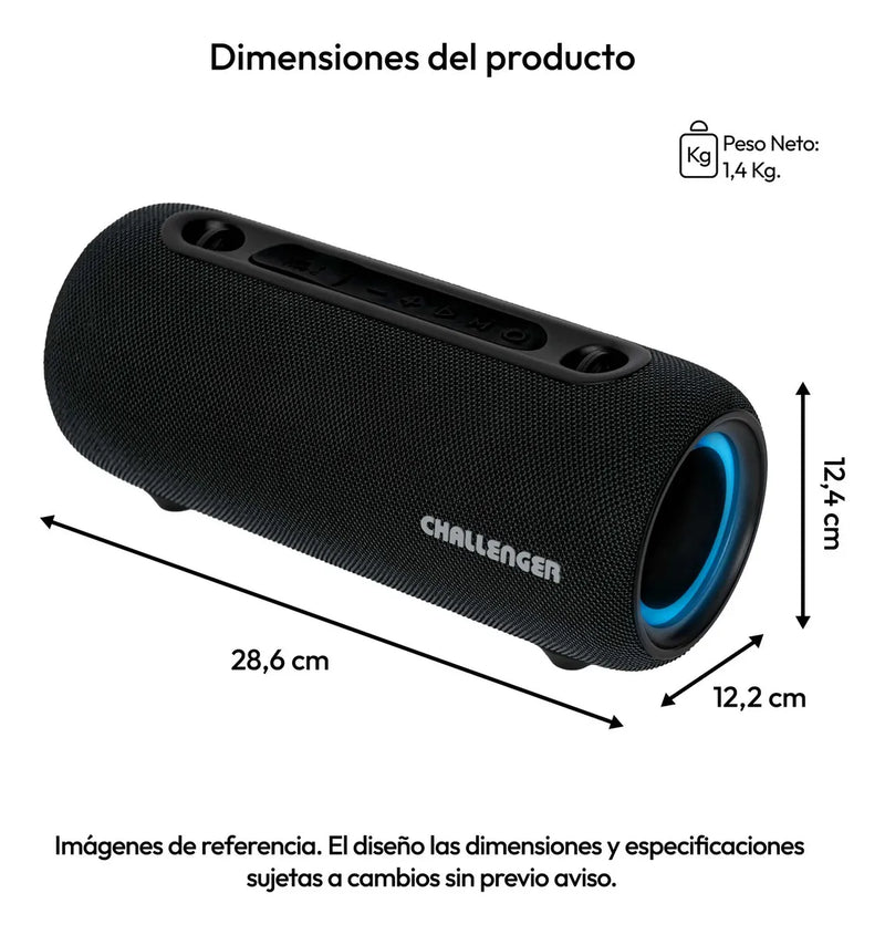 Parlante Portatil Bluetooth 15W Sc15 Challenger Color Negro