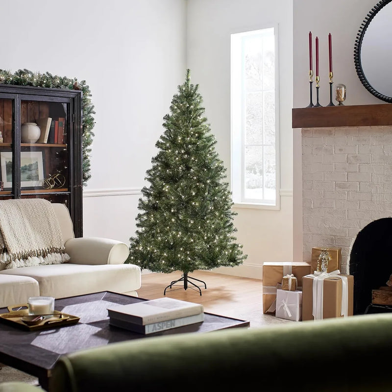 Árbol De Navidad Artificial 6.5' Preiluminado Y Realista