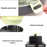 Picador Verduras Rallador Multifuncional Mandolina 13 Piezas Verde Claro