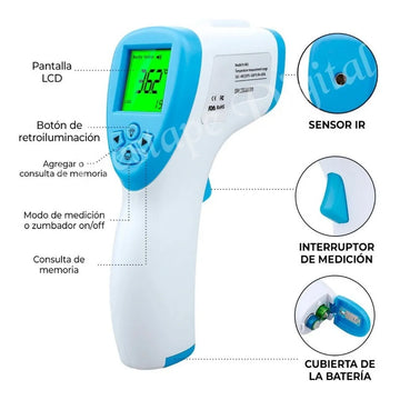 Combo Tensiómetro Digital Con Voz+termómetro Digital+pilas Blanco