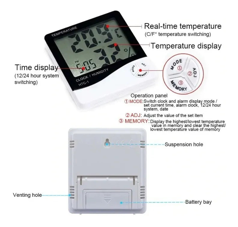 Termohigrometro Digital Medidor De Humedad Y Temparatura