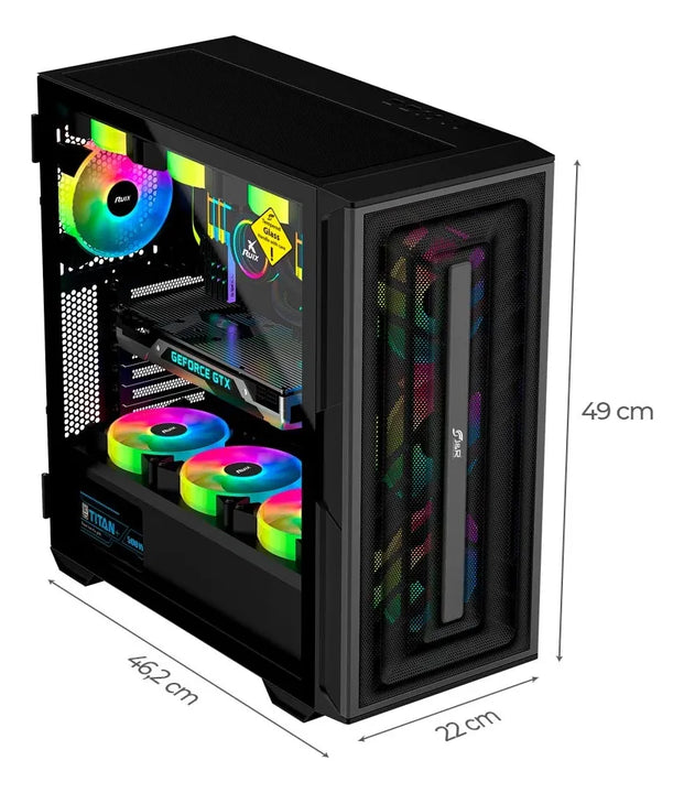 Chasis Gamer E-atx Argb 7 Coolers Argb Jx-125 War Hammer Negro