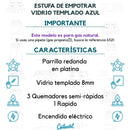 Estufa De Empotrar Vidrio Templado 62x52cm Gas Natural 6507 Azul