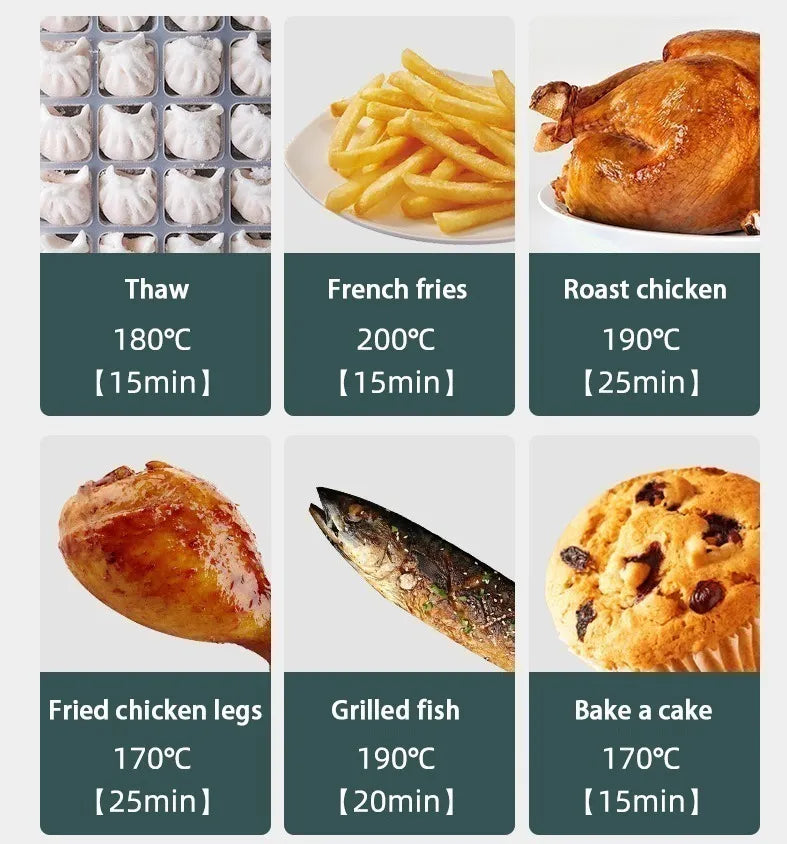 Freidora De Aire Sin Aceite Digital 7 Litros Air Fryer Negro