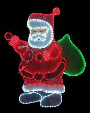 Papá Noel En Manguera Led Luces Navideñas Roja, Blanco Y Verde