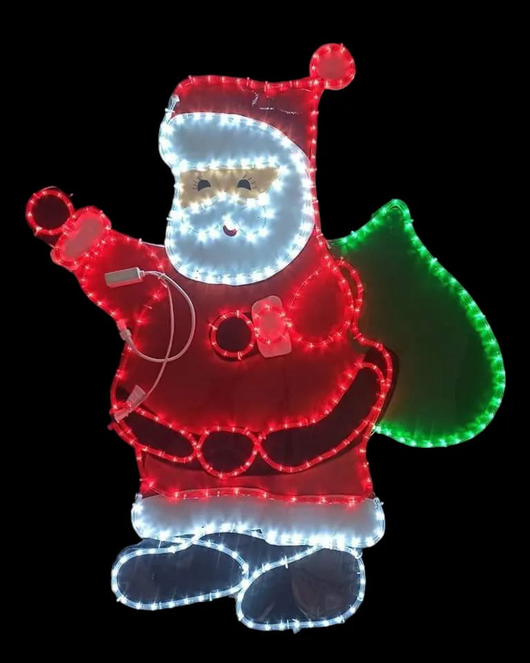 Papá Noel En Manguera Led Luces Navideñas Roja, Blanco Y Verde