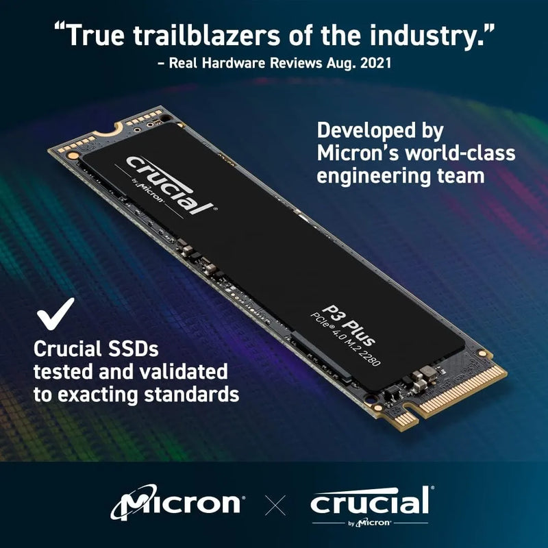Disco Duro 1tb M2 Crucial P3 Plus Gen4 Nvme Pcie 5000mbps Negro