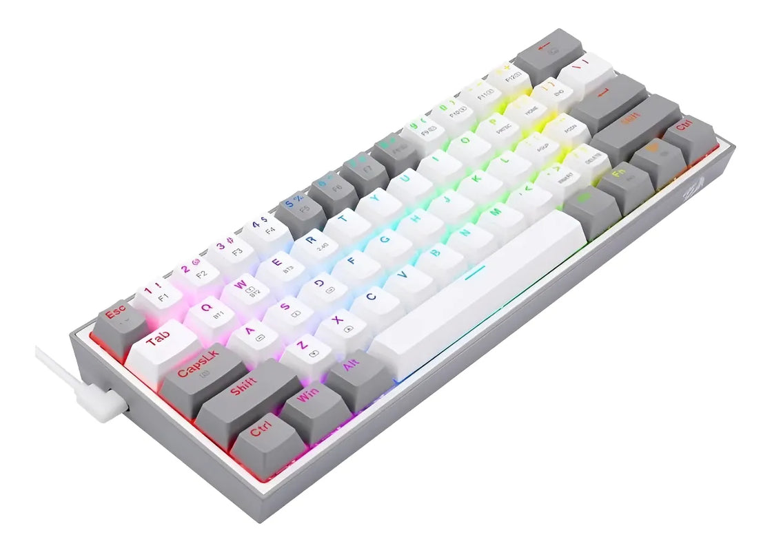 Teclado Wireless Redragon Fizz Pro Rgb 60% White/grey Sw Red Idioma Español Color Del Teclado Blanco/gris