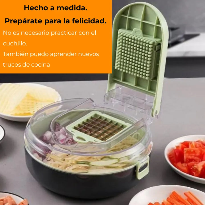 Picador Verduras Rallador Multifuncional Mandolina 13 Piezas Verde Claro