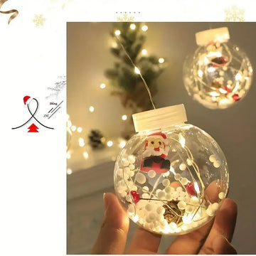 Cortina Extensión De Luces De Navidad De Aros Y Esferas Cálida