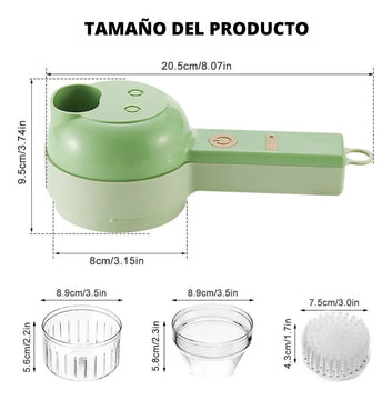 Cortador De Verduras 4 En 1 Picatodo Recargable Triturador