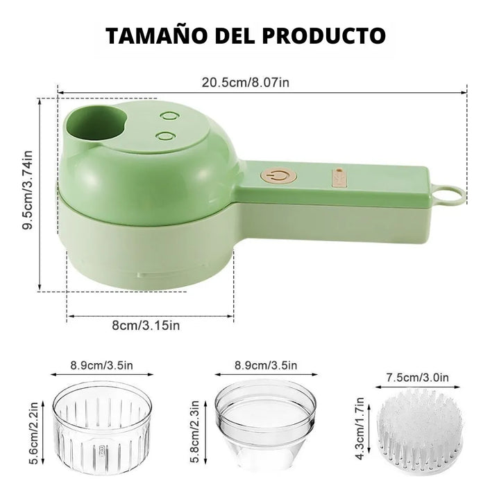 Cortador De Verduras 4 En 1 Picatodo Recargable Triturador
