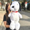 Peluche Perro Snoopy Grande 55cm + Moño + 3 Globos Blanco