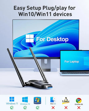 Adaptador Inalambrico Usb Wifi Para Pc 802.11ac 1200 Mbps