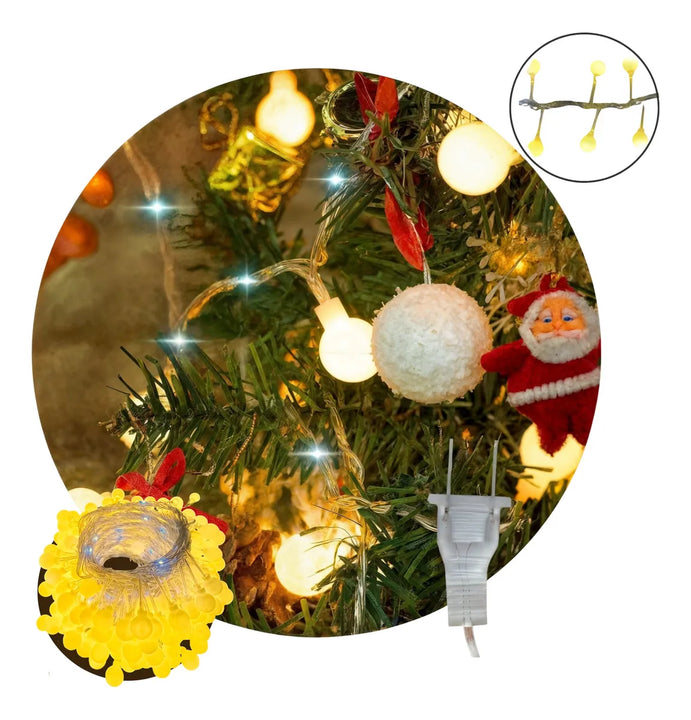 Instalacion Navideña Espiga Bola Correcaminos X300 Led 6mt Amarillo