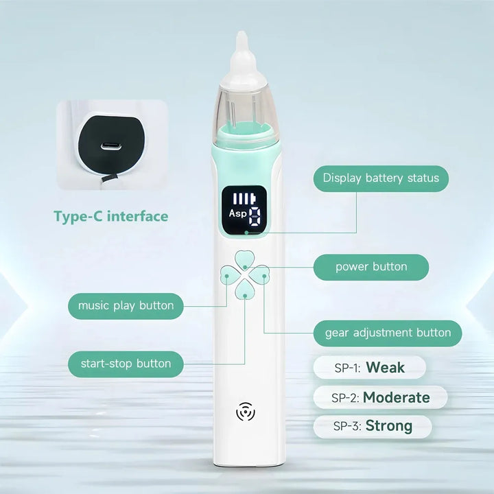 Aspirador Nasal Electrico Recargable Musical Para Bebe Blanco